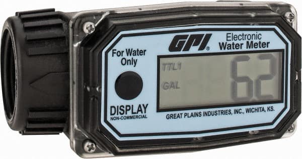 GPI - Economy Flowmeter - 300 Max psi, 3 to 30 GPM, Nylon - Exact Tooling