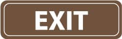 NMC - Exit, 11" Wide x 3.5" High, Acrylic Sign - English, White on Brown, Wall Mount - Exact Tooling