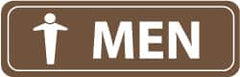 NMC - Men, 11" Wide x 3.5" High, Acrylic Sign - English, White on Brown, Wall Mount - Exact Tooling