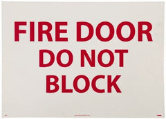 NMC - Fire Door - Do Not Block, Pressure Sensitive Vinyl Fire Sign - 14" Wide x 10" High - Exact Tooling