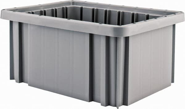 Quantum Storage - 50 Lb Load Capacity Gray Polypropylene Dividable Container - Stacking, 10.9" Long x 8.3" Wide x 5" High - Exact Tooling