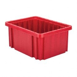 Quantum Storage - 50 Lb Load Capacity Red Polypropylene Dividable Container - Stacking, 10.9" Long x 8.3" Wide x 5" High - Exact Tooling