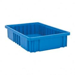 Quantum Storage - 75 Lb Load Capacity Blue Polypropylene Dividable Container - Stacking, 16-1/2" Long x 10.9" Wide x 3-1/2" High - Exact Tooling