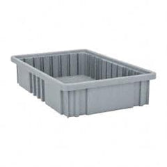 Quantum Storage - 75 Lb Load Capacity Gray Polypropylene Dividable Container - Stacking, 16-1/2" Long x 10.9" Wide x 3-1/2" High - Exact Tooling
