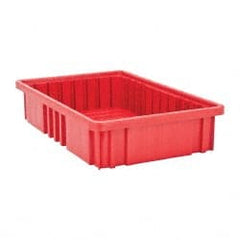 Quantum Storage - 75 Lb Load Capacity Red Polypropylene Dividable Container - Stacking, 16-1/2" Long x 10.9" Wide x 3-1/2" High - Exact Tooling