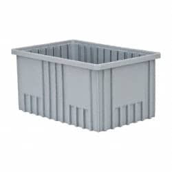 Quantum Storage - 75 Lb Load Capacity Gray Polypropylene Dividable Container - Stacking, 16-1/2" Long x 10.9" Wide x 8" High - Exact Tooling