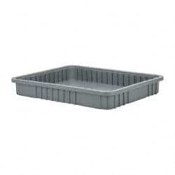 Quantum Storage - 100 Lb Load Capacity Gray Polypropylene Dividable Container - Stacking, 22-1/2" Long x 17-1/2" Wide x 3" High - Exact Tooling