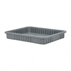 Quantum Storage - 100 Lb Load Capacity Gray Polypropylene Dividable Container - Stacking, 22-1/2" Long x 17-1/2" Wide x 3" High - Exact Tooling
