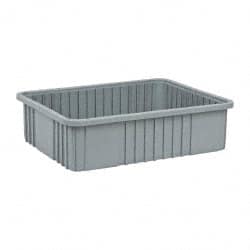 Quantum Storage - Gray Polypropylene Dividable Container - Stacking, 22-1/2" Long x 17-1/2" Wide x 6" High - Exact Tooling