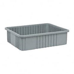 Quantum Storage - Gray Polypropylene Dividable Container - Stacking, 22-1/2" Long x 17-1/2" Wide x 6" High - Exact Tooling