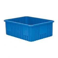 Quantum Storage - 100 Lb Load Capacity Blue Polypropylene Dividable Container - Stacking, 22-1/2" Long x 17-1/2" Wide x 8" High - Exact Tooling