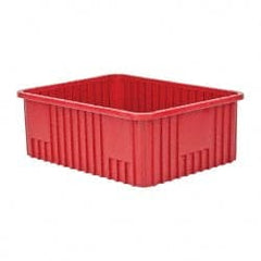 Quantum Storage - 100 Lb Load Capacity Red Polypropylene Dividable Container - Stacking, 22-1/2" Long x 17-1/2" Wide x 8" High - Exact Tooling