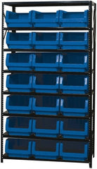 Quantum Storage - 21 Bin Large Hopper Front Bin Storage Units - 18 Inch Overall Depth x 75 Inch Overall Height, Red High Density Polyethylene Bins - Exact Tooling