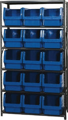 Quantum Storage - 15 Bin Large Hopper Front Bin Storage Units - 18 Inch Overall Depth x 75 Inch Overall Height, Red High Density Polyethylene Bins - Exact Tooling