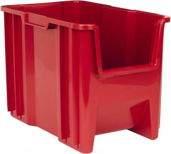 Quantum Storage - 75 Lb. Load Capacity, 17-1/2" Deep, Red Polyethylene Hopper Stacking Bin - 12-1/2" High x 10-7/8" Wide x 17-1/2" Long - Exact Tooling