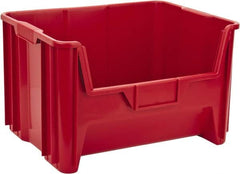 Quantum Storage - 75 Lb. Load Capacity, 15-1/4" Deep, Red Polyethylene Hopper Stacking Bin - 12-7/16" High x 19-7/8" Wide x 15-1/4" Long - Exact Tooling