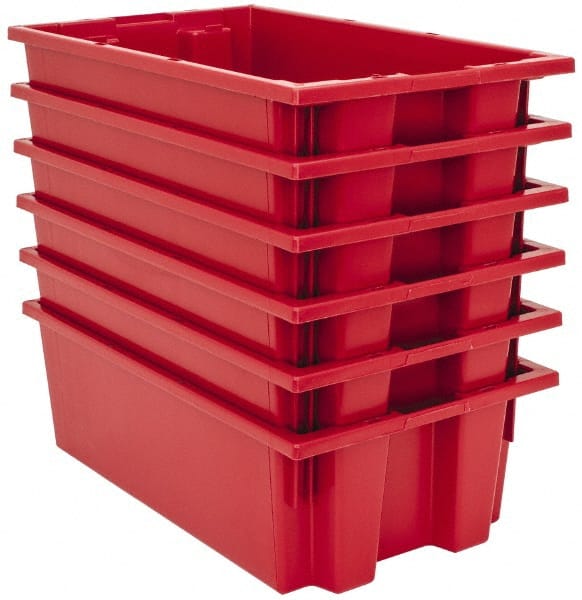 Quantum Storage - 75 Lb Load Capacity Red Polyethylene Tote Container - Stacking, Nesting, 18" Long x 11" Wide x 6" High - Exact Tooling