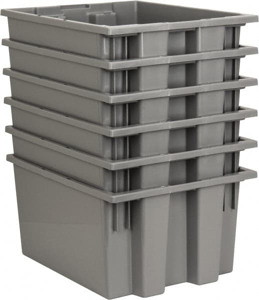 Quantum Storage - 75 Lb Load Capacity Gray Polyethylene Tote Container - Stacking, Nesting, 19-1/2" Long x 15-1/2" Wide x 10" High - Exact Tooling