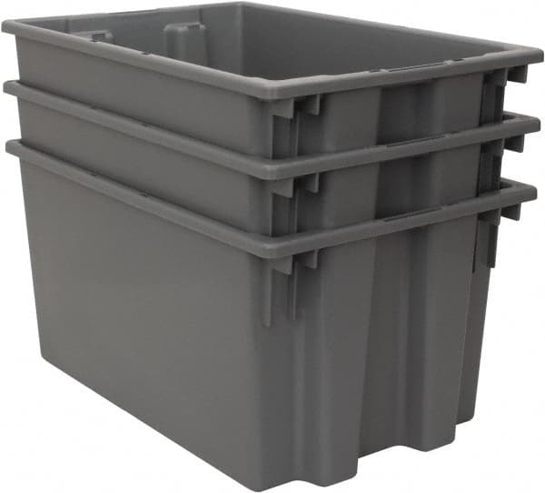 Quantum Storage - 100 Lb Load Capacity Gray Polyethylene Tote Container - Stacking, Nesting, 23-1/2" Long x 15-1/2" Wide x 12" High - Exact Tooling