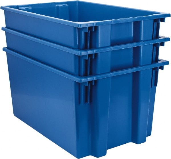 Quantum Storage - 100 Lb Load Capacity Blue Polyethylene Tote Container - Stacking, Nesting, 29-1/2" Long x 19-1/2" Wide x 15" High - Exact Tooling