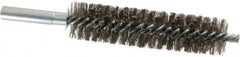 Schaefer Brush - 4" Brush Length, 1" Diam, Double Stem, Double Spiral Tube Brush - 6" Long, Stainless Steel, 12-24 Female Connection - Exact Tooling