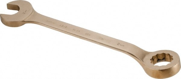 Ampco - 2-3/16" 12 Point Offset Combination Wrench - 15° Offset Angle, 22-3/4" OAL, Aluminum Bronze, Plain Finish - Exact Tooling