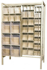 Quantum Storage - 3,000 Lb Capacity, 26" Deep x 48" Wide x 67" High, Steel Pick Rack - 28 White Polystyrene Bins - Exact Tooling