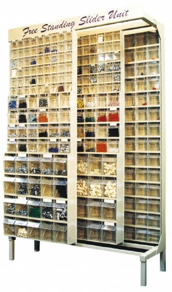 Quantum Storage - 3,000 Lb Capacity, 16" Deep x 48" Wide x 67" High, Steel Pick Rack - 28 Gray Polystyrene Bins - Exact Tooling