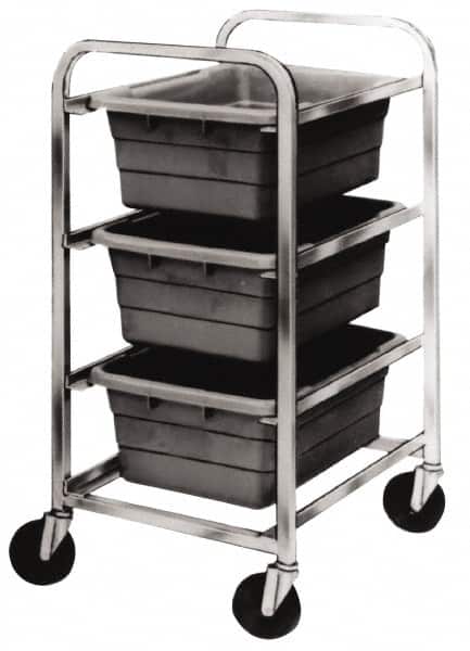 Quantum Storage - 3 Bin Cross Stack Tub Rack - 19 Inch Overall Width x 27 Inch Overall Depth x 41 Inch Overall Height, Gray High Impact Polyethylene Bins - Exact Tooling