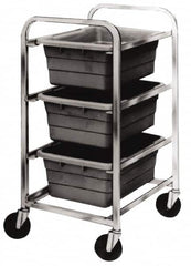 Quantum Storage - 3 Bin Cross Stack Tub Rack - 19 Inch Overall Width x 27 Inch Overall Depth x 41 Inch Overall Height, Gray High Impact Polyethylene Bins - Exact Tooling