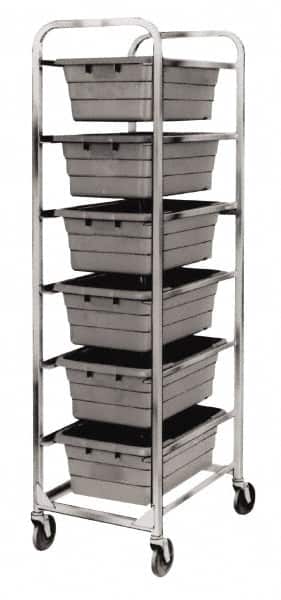 Quantum Storage - 6 Bin Cross Stack Tub Rack - 19 Inch Overall Width x 27 Inch Overall Depth x 71 Inch Overall Height, White High Impact Polyethylene Bins - Exact Tooling