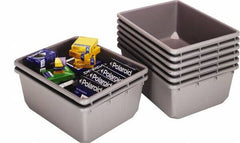 Quantum Storage - 100 Lb. Load Capacity Gray Polypropylene Tote Container - Exact Tooling