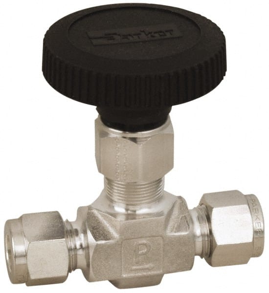 Parker - 5,000 Max psi, 3/8" Pipe, 316 Grade Stainless Steel, Inline Instrumentation Needle Valve - Exact Tooling