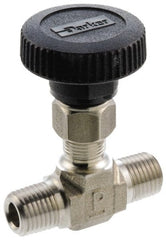 Parker - 5,000 Max psi, 3/8" Pipe, 316 Grade Stainless Steel, Inline Instrumentation Needle Valve - MNPT x MNPT End Connections - Exact Tooling