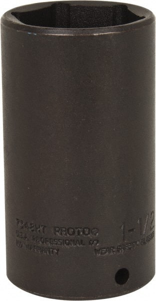 Proto - 1/2" Drive 1-1/2" Deep Thin Wall Impact Socket - 6 Points, 3-1/2" OAL - Exact Tooling