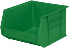 Akro-Mils - 75 Lb. Load Capacity, 18" Deep, Green Polymer Hopper Stacking Bin - 11" High x 16-1/2" Wide x 18" Long - Exact Tooling