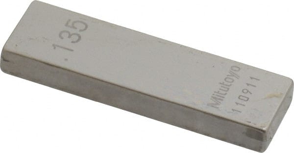 Mitutoyo - 0.135" Rectangular Steel Gage Block - Accuracy Grade 0, Includes Certificate of Inspection - Exact Tooling