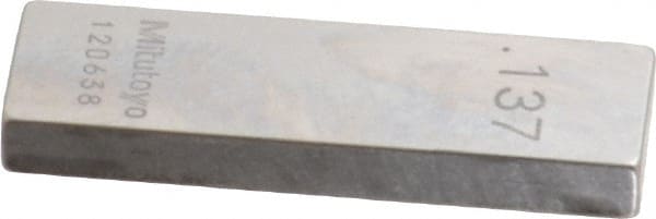 Mitutoyo - 0.137" Rectangular Steel Gage Block - Accuracy Grade 0, Includes Certificate of Inspection - Exact Tooling