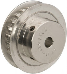 Power Drive - 24 Tooth, 1/4" Inside x 1.508" Outside Diam, Hub & Flange Timing Belt Pulley - 1/4" Belt Width, 1.528" Pitch Diam, 0.438" Face Width, Aluminum - Exact Tooling
