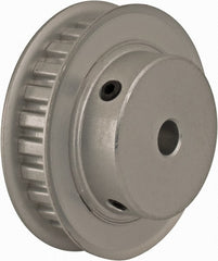 Power Drive - 26 Tooth, 1/4" Inside x 1.635" Outside Diam, Hub & Flange Timing Belt Pulley - 1/4" Belt Width, 1.665" Pitch Diam, 0.438" Face Width, Aluminum - Exact Tooling