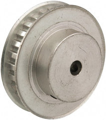Power Drive - 28 Tooth, 1/4" Inside x 1.763" Outside Diam, Hub & Flange Timing Belt Pulley - 1/4" Belt Width, 1.783" Pitch Diam, 0.438" Face Width, Aluminum - Exact Tooling