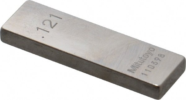 Mitutoyo - 0.121" Rectangular Steel Gage Block - Accuracy Grade 0, Includes Certificate of Inspection - Exact Tooling