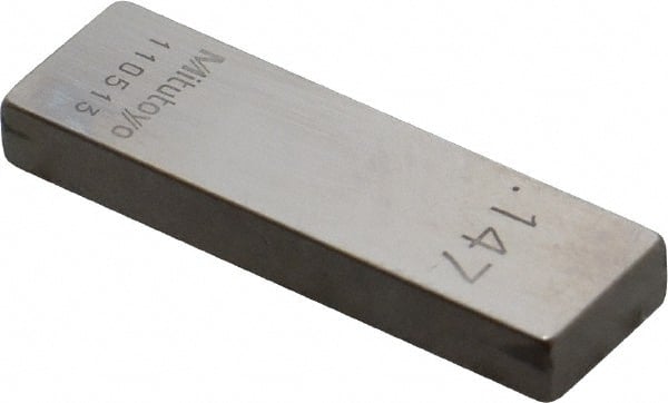 Mitutoyo - 0.147" Rectangular Steel Gage Block - Accuracy Grade 0, Includes Certificate of Inspection - Exact Tooling