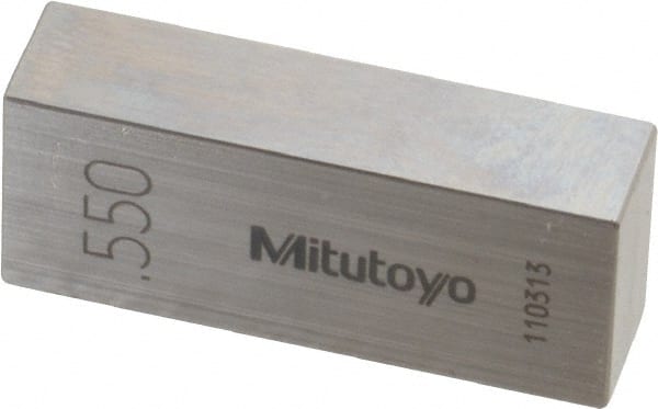 Mitutoyo - 0.55" Rectangular Steel Gage Block - Accuracy Grade 0, Includes Certificate of Inspection - Exact Tooling