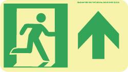 NMC - Forward Arrow, Right Side Stick Figure in Doorway (Graphic), Polyester Exit Sign - 8" Wide x 4-1/2" High, Glow-in-the-Dark - Exact Tooling