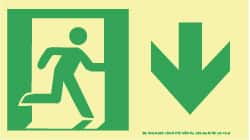 NMC - Down Arrow, Right Side Stick Figure in Doorway (Graphic), Plastic Exit Sign - 8" Wide x 4-1/2" High, Glow-in-the-Dark - Exact Tooling