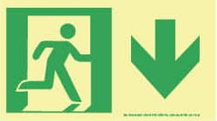 NMC - Down Arrow, Right Side Stick Figure in Doorway (Graphic), Plastic Exit Sign - 8" Wide x 4-1/2" High, Glow-in-the-Dark - Exact Tooling