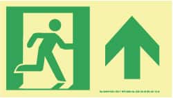 NMC - Forward Arrow, Right Side Stick Figure in Doorway (Graphic), Plastic Exit Sign - 8" Wide x 4-1/2" High, Glow-in-the-Dark - Exact Tooling