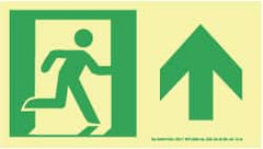 NMC - Forward Arrow, Right Side Stick Figure in Doorway (Graphic), Plastic Exit Sign - 8" Wide x 4-1/2" High, Glow-in-the-Dark - Exact Tooling