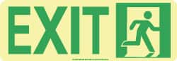 NMC - Exit, Polyester Exit Sign - 13" Wide x 4-1/2" High, Glow-in-the-Dark - Exact Tooling